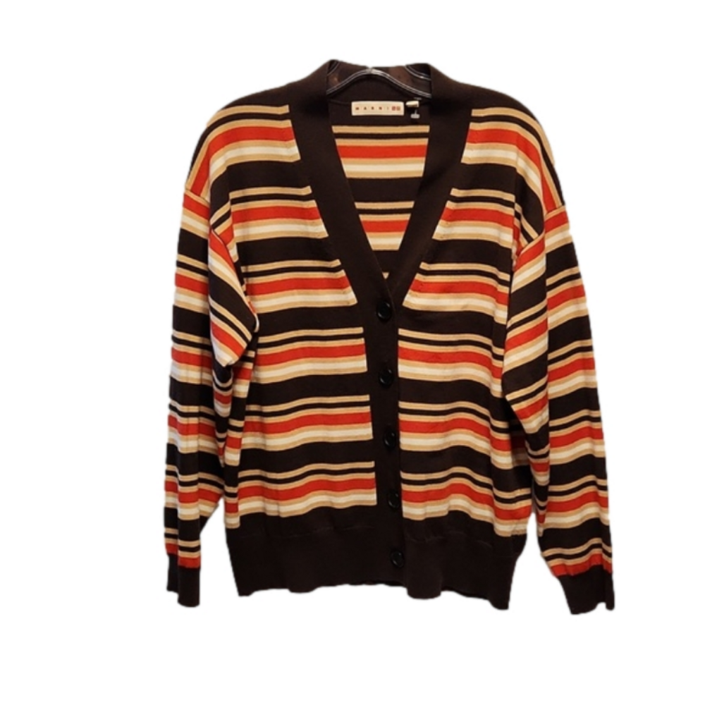 NWOT Marni x Uniqlo Merino Blend  Striped V-neck cardigan sz S oversized